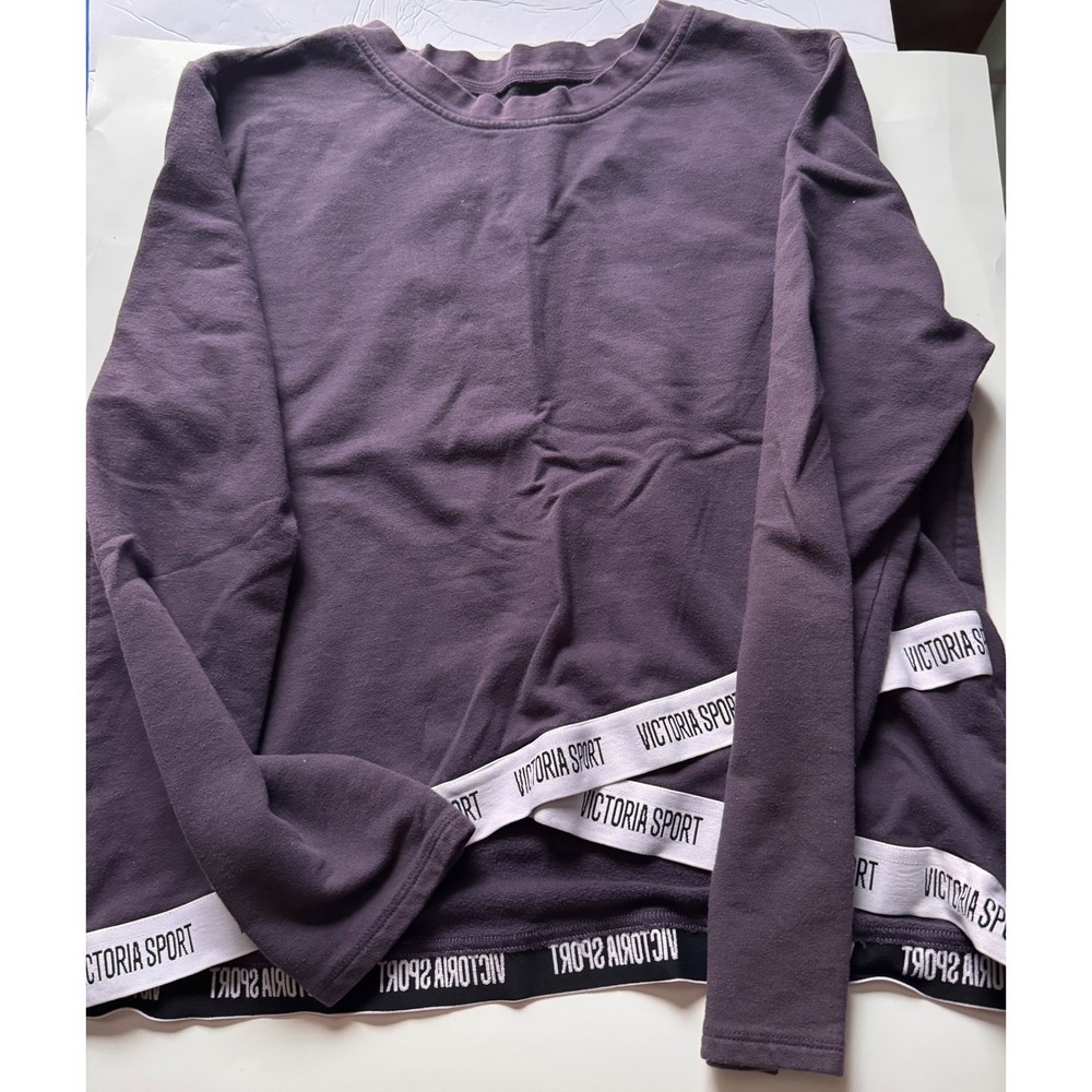 Victoria Sport Womens Plum Purple Logo Criss Cross Hem Sweatshirt Size M